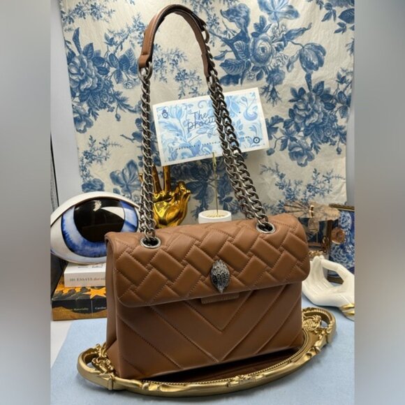 🆕 KURT GEIGER LONDON 🧿 NWOT Leather Kensington Shoulder Bag, Camel Brown - Picture 3 of 16
